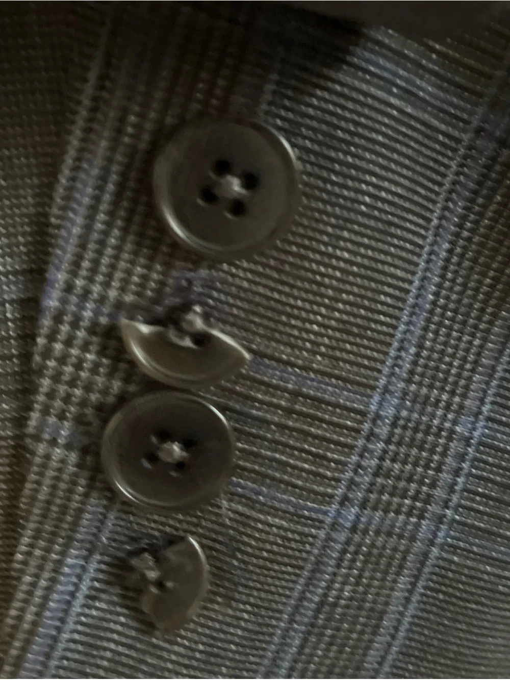AX Armani Exchange Men's Plaid Suit Jacket 44R Blue Gray-missing Cuff Button-GUC